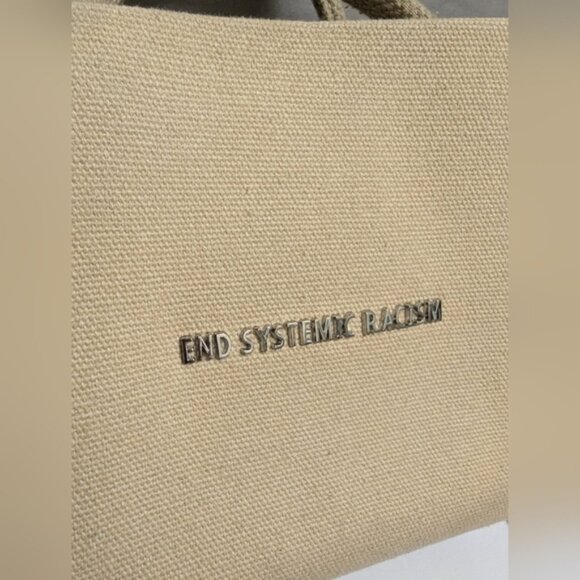 Brandon Blackwood ESR End Systemic Racism Canvas Tan Crossbody Mini Tote Bag - Picture 7 of 13